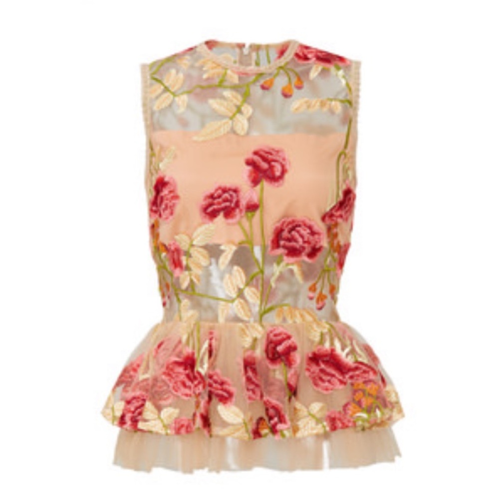 Pink and Red Peplum Ruffled Babydoll Blouse Rent The Runway